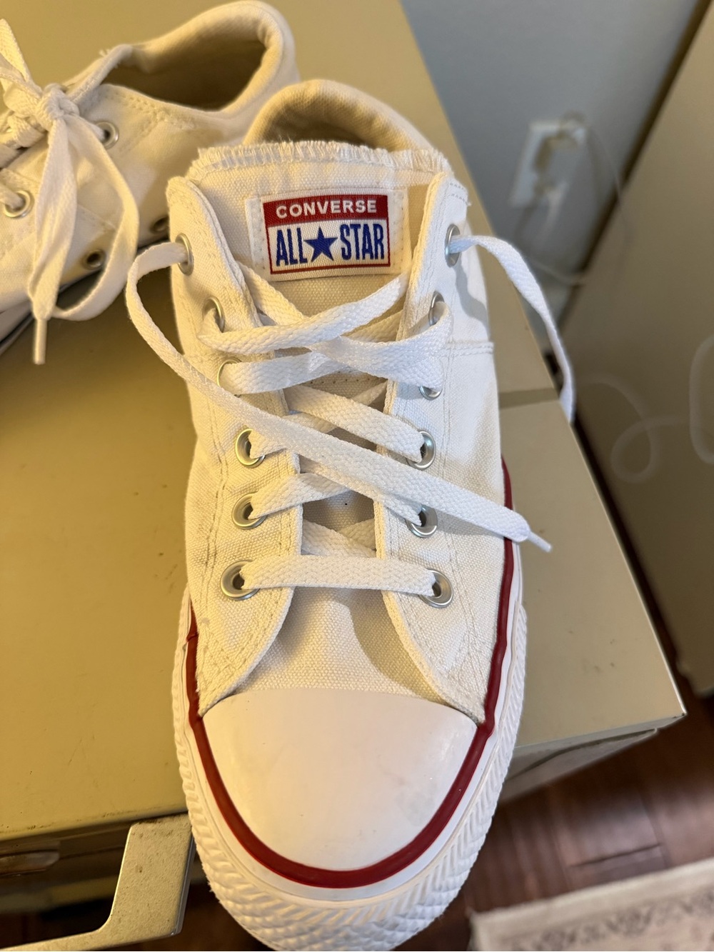 Converse White Canvas Sneakers with Red Stripe - Picture 5 of 6
